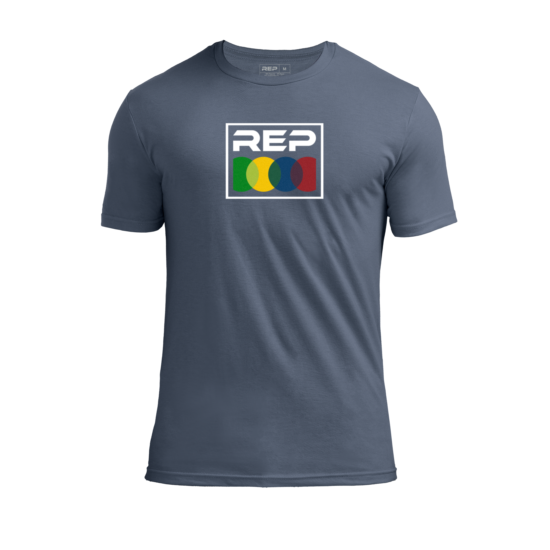 Stacked Tri-Blend Crew T-Shirt - Heather Navy/White / X-Small